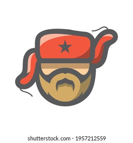 Russian Partisan Head Vector icon Cartoon illustration