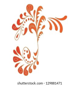 russian pattern font letter T, isolated on white background vector