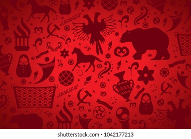 Russian pattern wallpaper isolated on red background. Modern design for web site,poster,placard,banner template and backdrop. Creative art concept,vector illustration eps 10