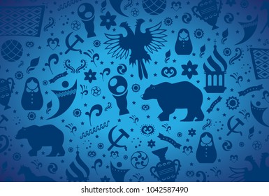 Russian pattern wallpaper isolated on blue background. Modern design for web site,poster,placard,banner template and backdrop. Creative art concept,vector illustration eps 10