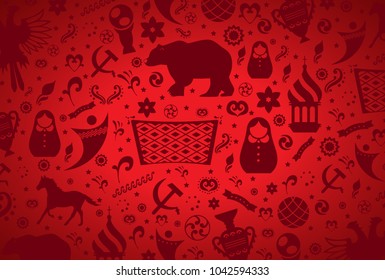 Russian pattern wallpaper isolated on red background. Modern design for web site,poster,placard,banner template and backdrop. Creative art concept,vector illustration eps 10