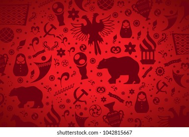 Russian pattern wallpaper isolated on red background. Modern design for web site,poster,placard,banner template and backdrop. Creative art concept,vector illustration eps 10