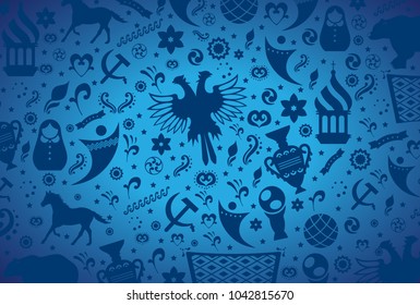 Russian pattern wallpaper isolated on blue background. Modern design for web site,poster,placard,banner template and backdrop. Creative art concept,vector illustration eps 10