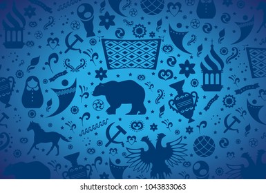 Russian pattern wallpaper isolated on blue background. Modern design for web site,poster,placard,banner template and backdrop. Creative art concept,vector illustration eps 10
