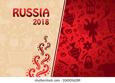 Russian pattern wallpaper isolated on red background. Modern design for web site,poster,placard,banner template and backdrop. Creative art concept,vector illustration eps 10