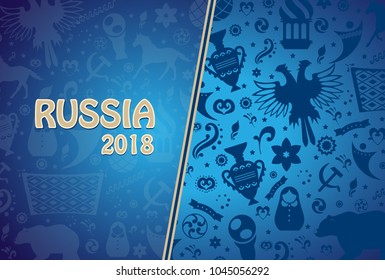 Russian pattern wallpaper isolated on blue background. Modern design for web site,poster,placard,banner template and backdrop. Creative art concept,vector illustration eps 10