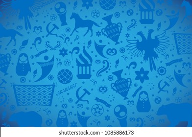 Russian pattern wallpaper isolated on blue background. Modern design for web site,poster,placard,banner template and backdrop. Creative art concept, eps 10