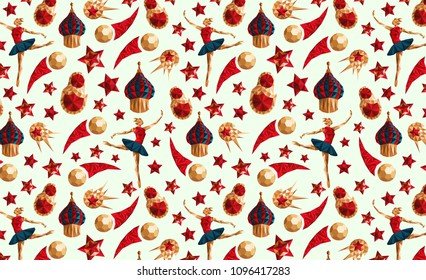 Russian pattern wallpaper, traditional elements, 