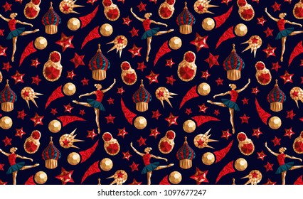 Russian pattern wallpaper, traditional elements, soccer championship 