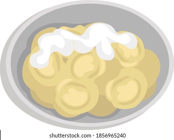 Pelmeni ruso, ilustración, vector sobre fondo blanco