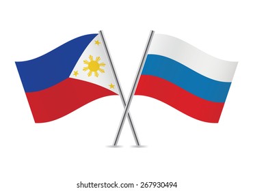 Russian and Philippines flags. Vector illustration.