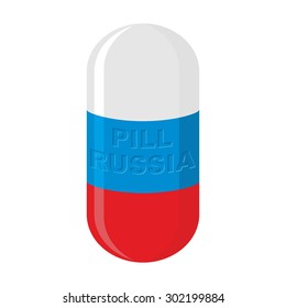 Russian pill. Russia Capsule flag. Vector illustration medical Tablet
