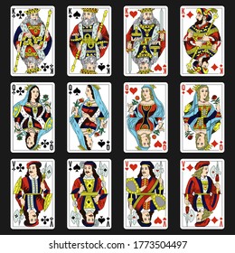 Russian Playing cards design templates, king, queen, jack.