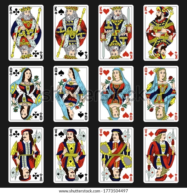 Russian Playing cards design templates, king,\
queen, jack.