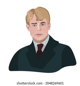 
Russian Poet Sergei Yesenin, Vector Portrait