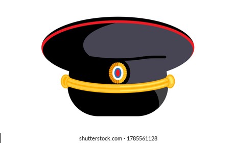 Russian police officer cap. Isolated on white background. Vector element of design.