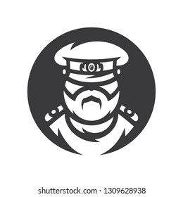 Russian policeman officer vector simple silhouette Illustration.