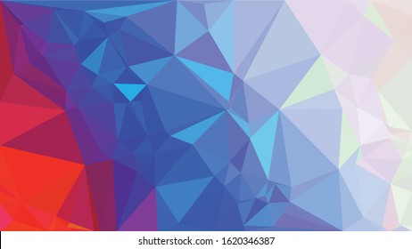 Russian Red Blue White Low Poly Vector Texture. Flag of Russia - Tricolor. Polygonal Horizontal Stripes with Gradient. Crystal Like Faceted Geometric Background. Gemstone Imitation Texture.