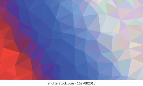Russian Red Blue White Low Poly Vector Texture. Flag of Russia - Tricolor. Polygonal Horizontal Stripes with Gradient. Crystal Like Faceted Geometric Background. Gemstone Imitation Texture.