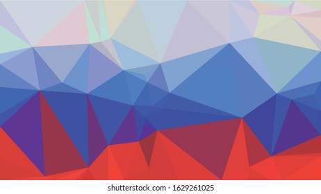 Russian Red Blue White Low Poly Vector Texture. Flag of Russia - Tricolor. Polygonal Horizontal Stripes with Gradient. Crystal Like Faceted Geometric Background. Gemstone Imitation Texture.