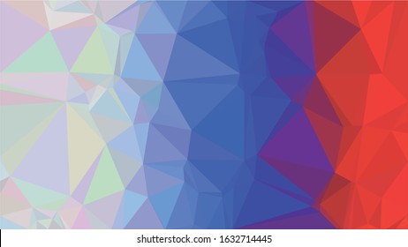 Russian Red Blue White Low Poly Vector Texture. Flag of Russia - Tricolor. Polygonal Horizontal Stripes with Gradient. Crystal Like Faceted Geometric Background. Gemstone Imitation Texture.