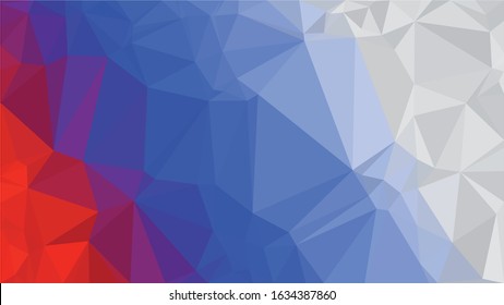 Russian Red Blue White Low Poly Vector Texture. Flag Of Russia - Tricolor. Polygonal Horizontal Stripes With Gradient. Crystal Like Faceted Geometric Background. Gemstone Imitation Texture.