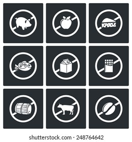 Russian restrictions on imports and exports Vector Icons Set