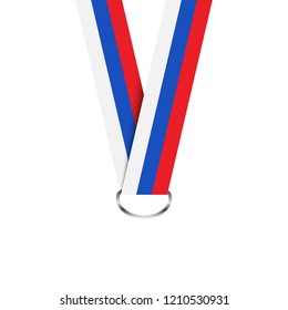 Russian ribbon for medal, Russian tricolor, simple vector illustration isolated on white background