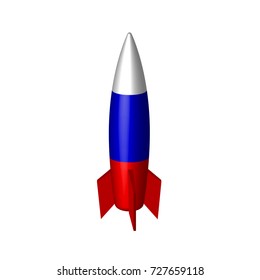 A Russian rocket in a vector on a white background.Hypersonic aviation missile in the vector.