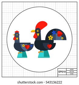 Russian rooster and chicken