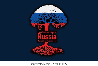 Russian roots and symbolism: a tree with the Russian flag, embodying national pride and love for nature	