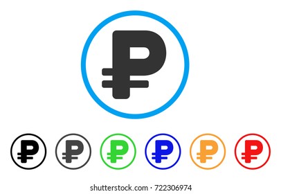 Russian Rouble icon. Vector illustration style is a flat iconic russian rouble symbol with black, grey, green, blue, red, orange color versions. Designed for web and software interfaces.