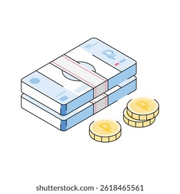 Russian rouble isometric icon is ready for premium use