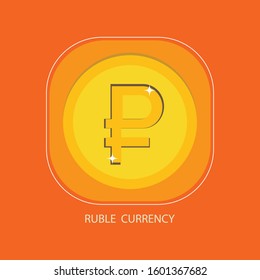 Russian rouble symbol on gold coin, money sign vector