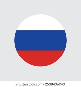 Russian round flag illustration. Russian flag graphic vector. Round flag icon.