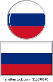 Russian round and square icon flag. Vector illustration Eps 8.