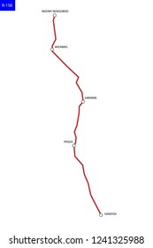 Russian route R-158. Highway Nizhny Novgorod - Saratov. Road map of Russia