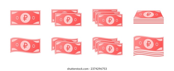 Juego de iconos de billetes de rublo rusos