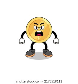 russian ruble cartoon illustration with angry expression , character design