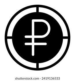 Icono plano de la moneda de rublo rusa. icono gráfico de ilustración vectorial para diseño móvil web, UI y aplicación aislado en fondo blanco