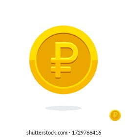 Russian ruble coin. Coin icon. Russian coin. Bank payment symbol. Symbol ruble. Purchases. Payment. Currency exchange. Financial operations. Cash icon. Ruble sign. Money. Gold ruble. Purchases. 