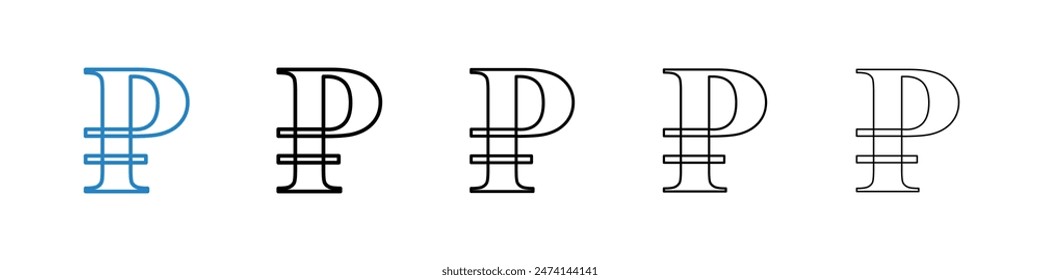 Russische Rubel Münze Icon Set. Währungssymbol Vektorgrafik.
