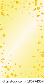 Russian ruble coins falling. Appealing scattered RUB coins. Russia money. Energetic jackpot, wealth or success concept. Vector illustration.