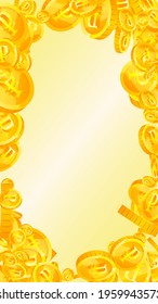 Russian ruble coins falling. Astonishing scattered RUB coins. Russia money. Nice jackpot, wealth or success concept. Vector illustration.