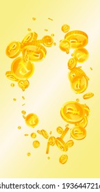 Russian ruble coins falling. Attractive scattered RUB coins. Russia money. Grand jackpot, wealth or success concept. Vector illustration.