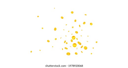 Russian ruble coins falling. Flawless scattered RUB coins. Russia money. Incredible jackpot, wealth or success concept. Vector illustration.