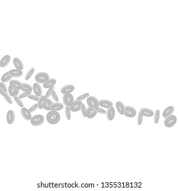 Russian ruble coins falling. Scattered black and white RUB small coins. Jackpot or success concept. Fantastic square shape vector illustration.