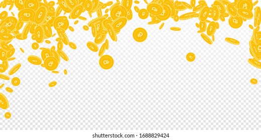 Russische Rubel-Münzen fallen. Geschachtelte, schwimmende RUB-Münzen auf transparentem Hintergrund. Fantastisch fallendes Regen-Vektorillustration-Illustration. Jackpot oder Erfolgskonzept.
