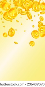 Russian ruble coins falling. Scattered gold RUB coins. Russia money. Great business success concept. Vector illustration.