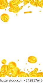 Russian ruble coins falling. Scattered gold RUB coins. Russia money. Global financial crisis concept. Vector illustration.